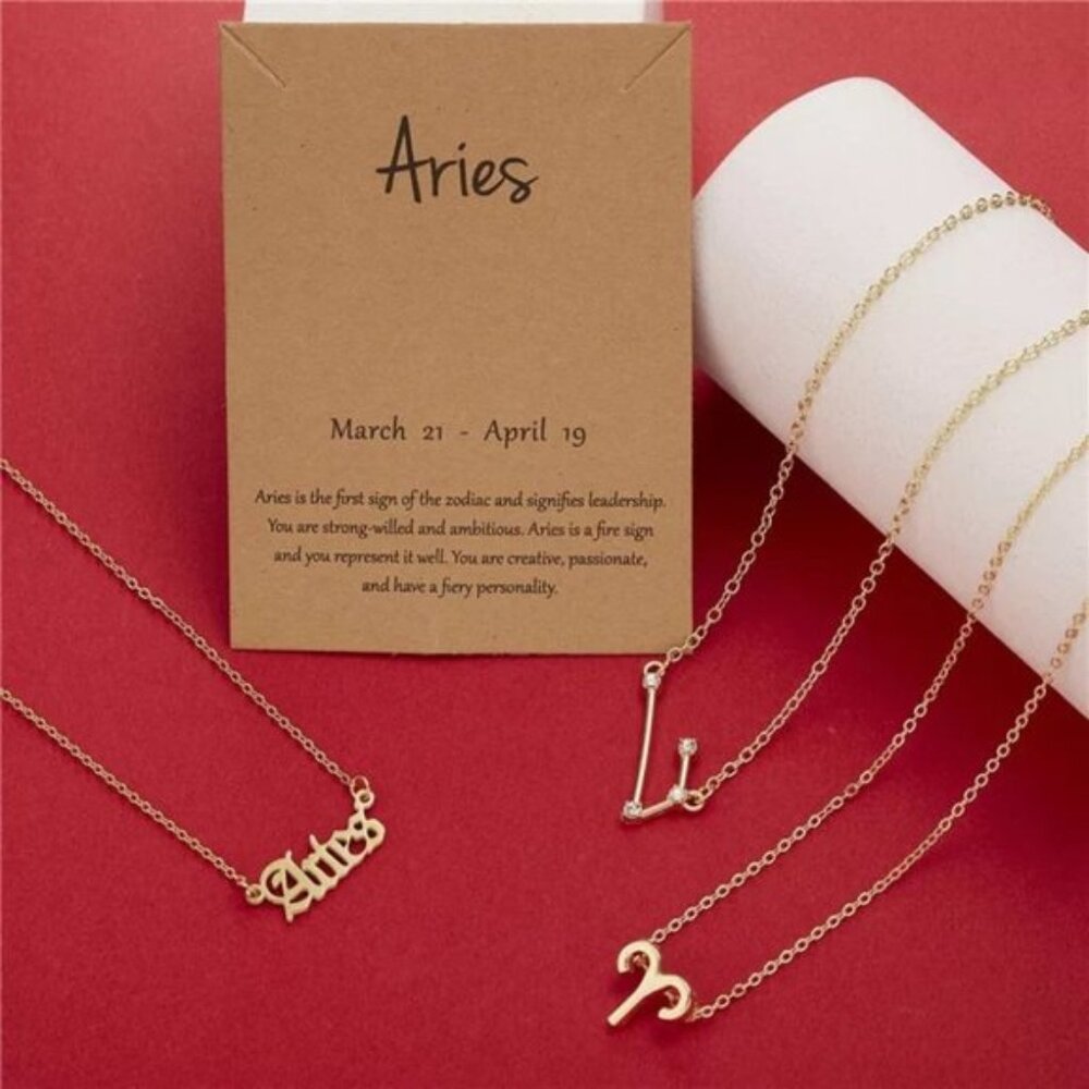 New Gold Aries Zodiac Constellation Necklace Set of 3